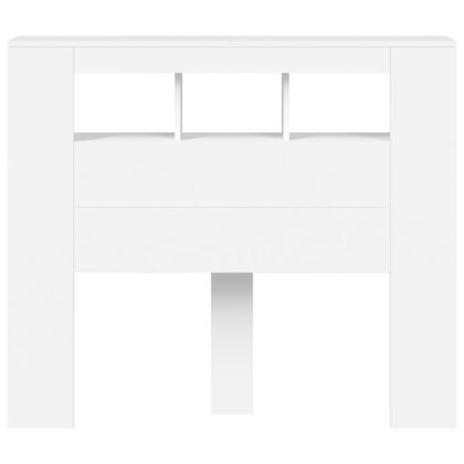 LED горна табла за легло бяла 120x18,5x103,5 см инженерно дърво