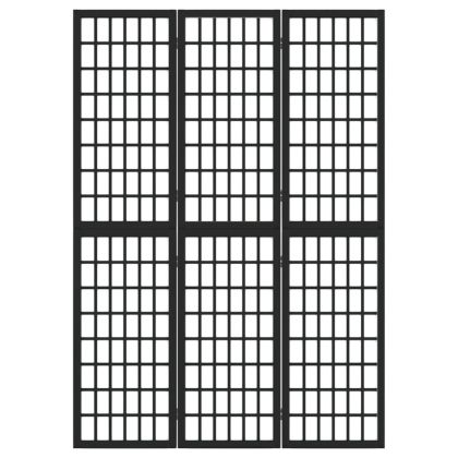 Параван за стая, 3 панела, японски стил, 120x170 cм, черен