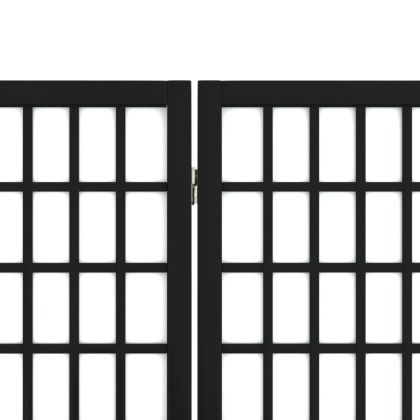 Параван за стая, 3 панела, японски стил, 120x170 cм, черен