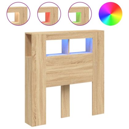 LED горна табла, дъб сонома, 100x18,5x103,5 см, инженерно дърво