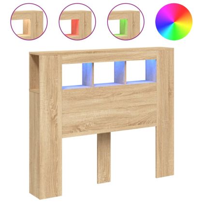 LED горна табла, дъб сонома, 120x18,5x103,5 см, инженерно дърво