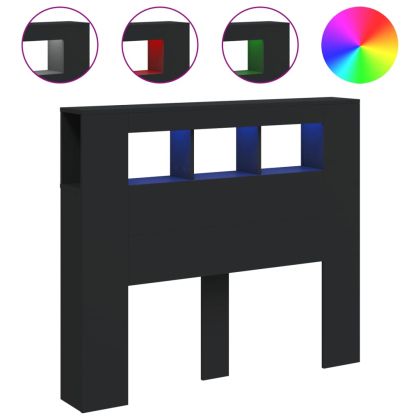 LED горна табла, черна, 120x18,5x103,5 см, инженерно дърво