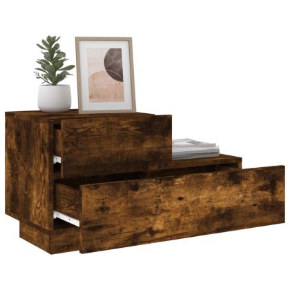 Нощно шкафче с LED осветление, опушен дъб, 70x36x40,5 см