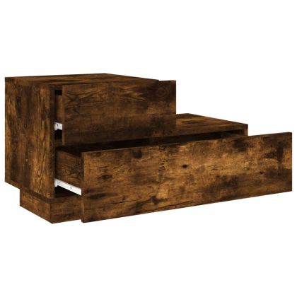 Нощно шкафче с LED осветление, опушен дъб, 70x36x40,5 см