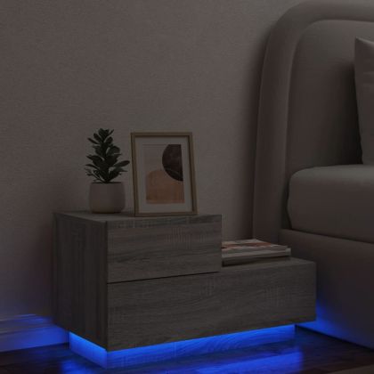 Нощно шкафче с LED осветление, сив сонома, 70x36x40,5 см