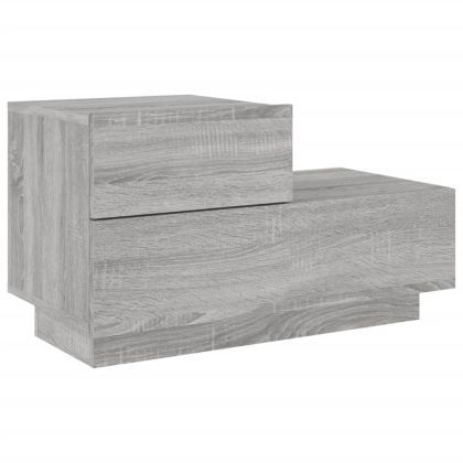 Нощно шкафче с LED осветление, сив сонома, 70x36x40,5 см