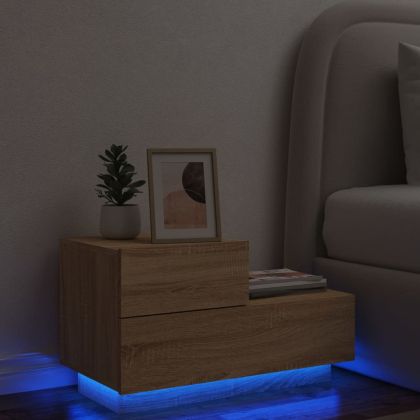 Нощно шкафче с LED осветление, дъб сонома, 70x36x40,5 см