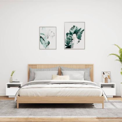 Нощни шкафчета с LED осветление, 2 бр, бели, 40x39x37 см