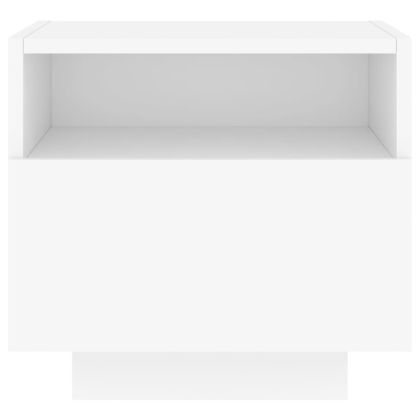 Нощни шкафчета с LED осветление, 2 бр, бели, 40x39x37 см