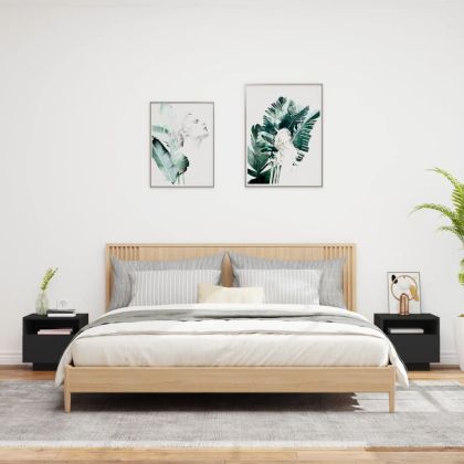 Нощни шкафчета с LED осветление, 2 бр, черни, 40x39x37 см