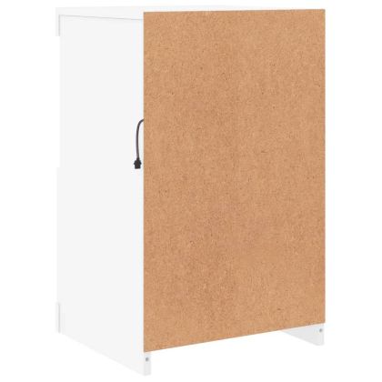 Странични шкафчета с LED, 2 бр, бяло, инженерна дървесина