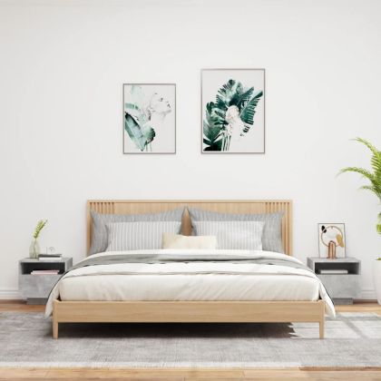 Нощни шкафчета с LED осветление, 2 бр, бетонно сив, 40x39x37 см