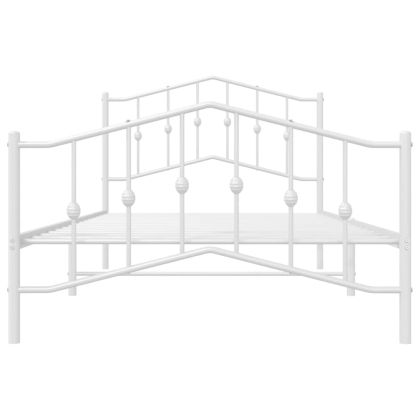 Метална рамка за легло с горна и долна табла, бяла, 107x203 см
