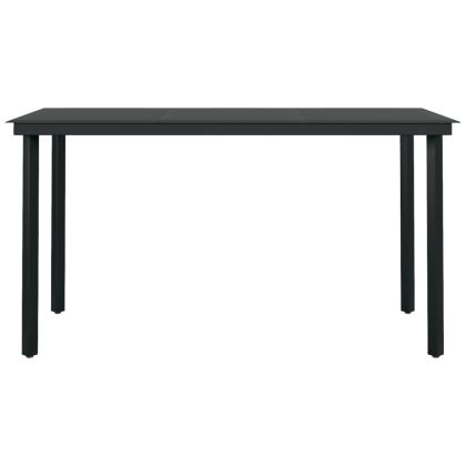 Градински трапезен комплект от 5 части, черeн, PVC ратан