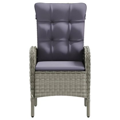 Градински трапезен комплект с възглавници 5 части, сиво и черно