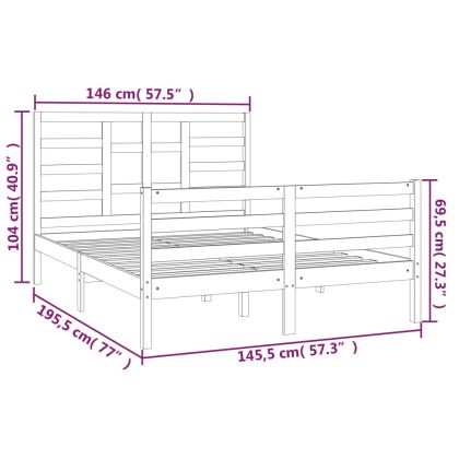 Рамка за легло, бяла, дърво масив, 140x190 см