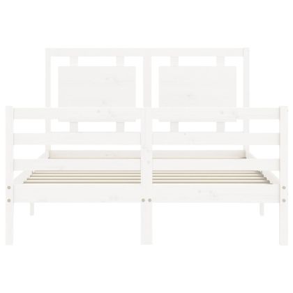 Рамка за легло с табла бяла Small Double масивна дървесина