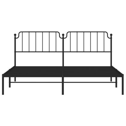 Метална рамка за легло с горна табла, черна, 193x203 см