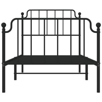 Метална рамка за легло с горна и долна табла, черна, 90x200 см