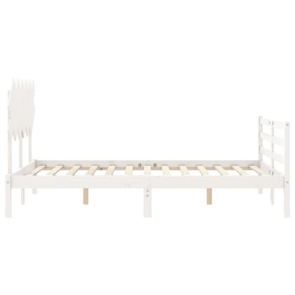 Рамка за легло с табла бяла Small Double масивна дървесина