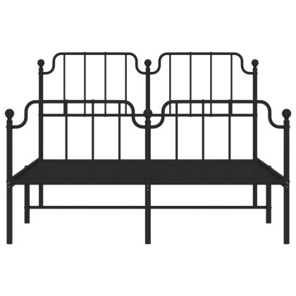 Метална рамка за легло с горна и долна табла, черна, 140x190 см