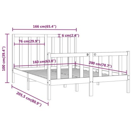 Рамка за легло, дърво масив, 160х200 см