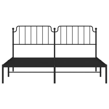 Метална рамка за легло с горна табла, черна, 183x213 см