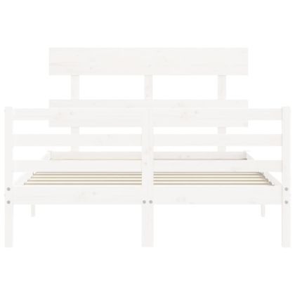 Рамка за легло с табла бяла Small Double масивна дървесина