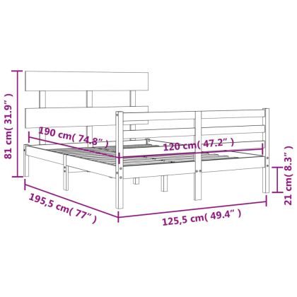 Рамка за легло с табла бяла Small Double масивна дървесина
