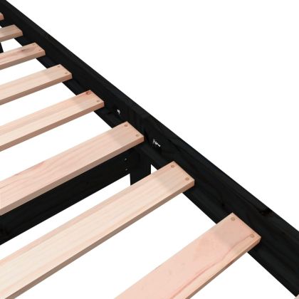 Рамка за легло, черна, бор масив, 75x190 см, Small Single