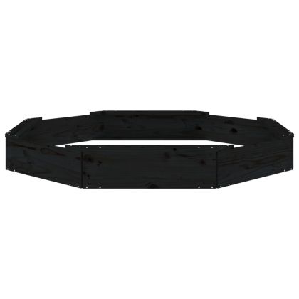 Пясъчник със седалки, черен, осмоъгълен, масивна дървесина бор