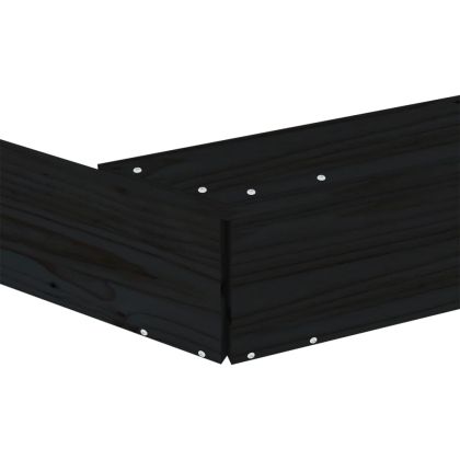 Пясъчник със седалки, черен, осмоъгълен, масивна дървесина бор