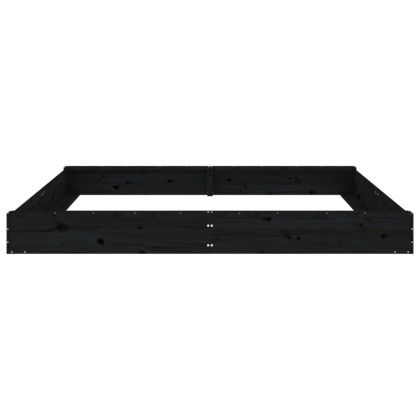 Пясъчник със седалки, черен, квадратен, масивна дървесина бор