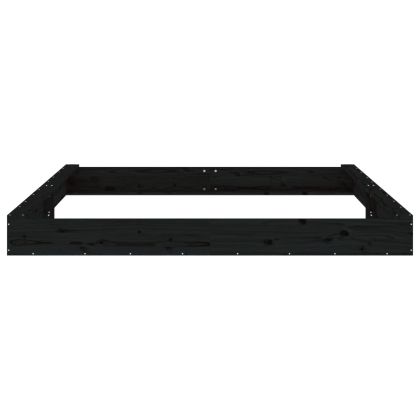 Пясъчник със седалки, черен, квадратен, масивна дървесина бор