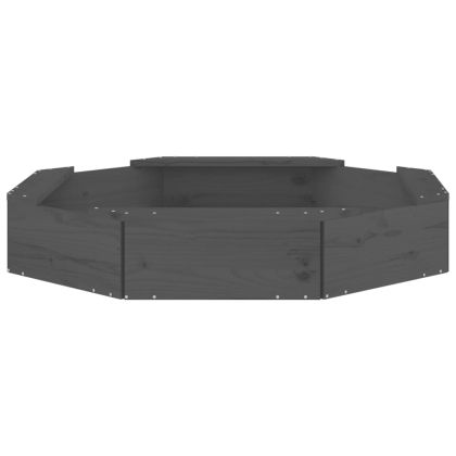 Пясъчник със седалки, сив, осмоъгълен, масивна дървесина бор