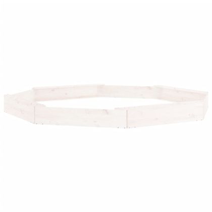 Пясъчник със седалки, бял, осмоъгълен, масивна дървесина бор