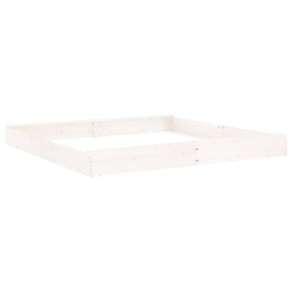 Пясъчник със седалки, бял, квадратен, масивна дървесина бор