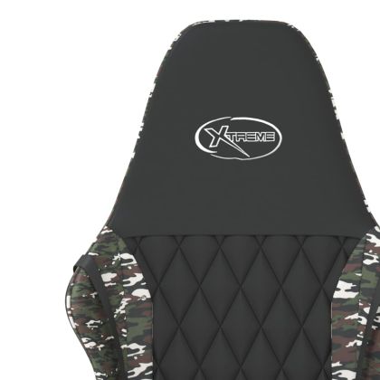 Масажен гейминг стол, черно и камуфлаж, изкуствена кожа