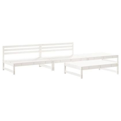 Градински лаундж комплект, 4 части, бял, бор масив