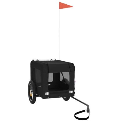 Ремарке за колело за любимци черно Оксфорд плат и желязо