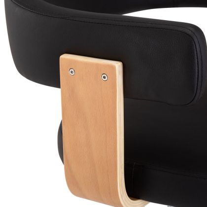 Бар табуретки, 2 бр, черни, огънато дърво и изкуствена кожа