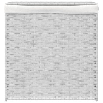 Кош за пране с 2 секции, бял, 53x35x57 см, полиратан