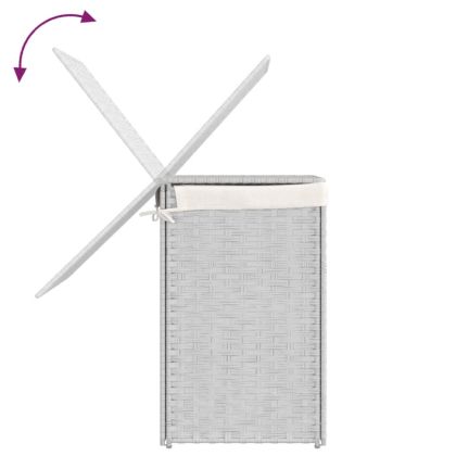 Кош за пране с 2 секции, бял, 53x35x57 см, полиратан