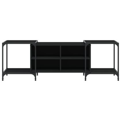 ТВ шкаф, черен, 153x37x50 см, инженерно дърво