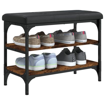 Пейка за обувки, опушен дъб, 62x32x47 см, инженерно дърво