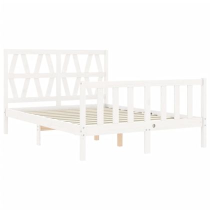 Рамка за легло с табла бяла Small Double масивна дървесина