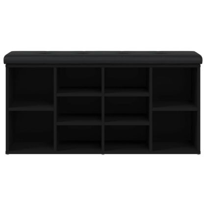 Пейка за обувки, черна, 102x32x50 см, инженерно дърво