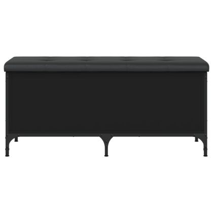 Пейка за съхранение, черна, 102x42x45 см, инженерно дърво