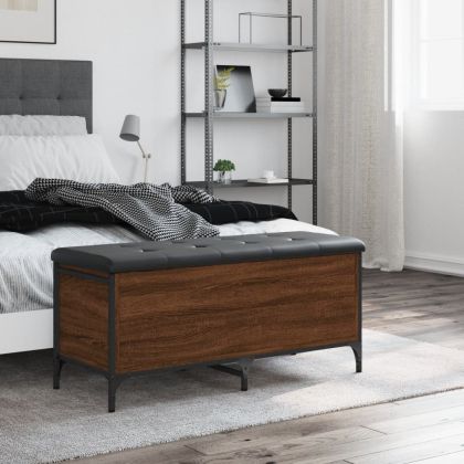 Пейка за съхранение, кафяв дъб, 102x42x45 см, инженерно дърво