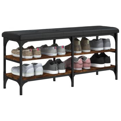 Пейка за обувки, опушен дъб, 102x32x47 см, инженерно дърво